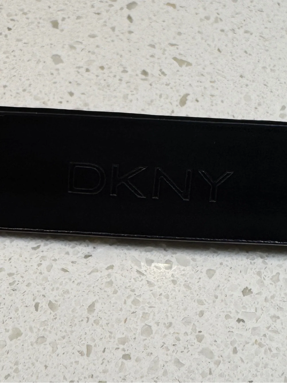 Vintage 90's DKNY Black Leather Belt Silver-Toned Rectangular Buckle Medium M